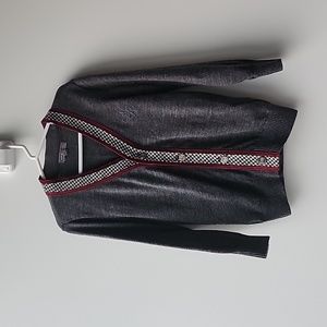 Nicolas & Bears Button Up Houndstooth Detail Lambswool Knit Cardigan Sweater
